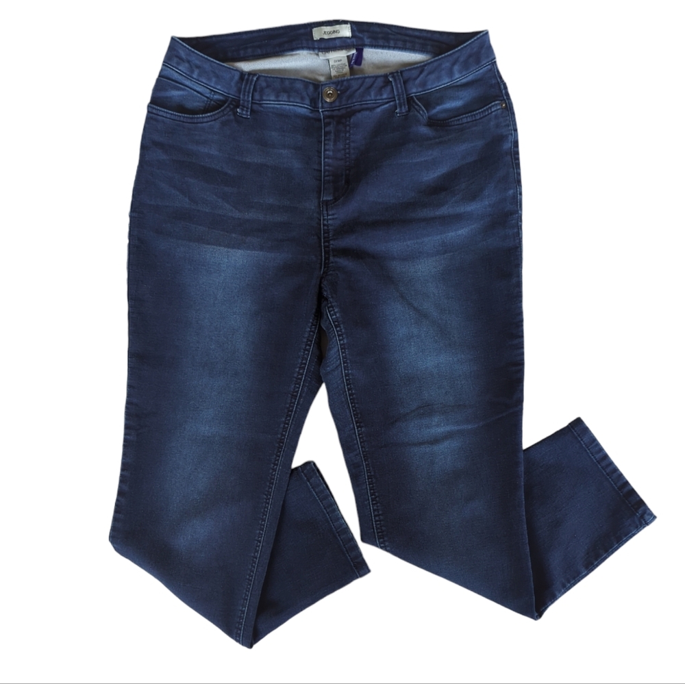 Catherines Distressed Whiskering Jean Jegging OXWP Petite Blue Pockets